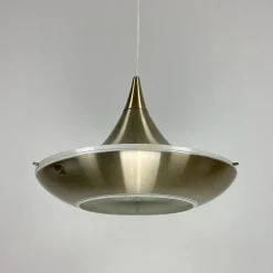 Mid-Century Hängelampe aus gebürstetem Aluminium von Bent Nordsted für Lyskær Belysning, Dänemark, 1970er