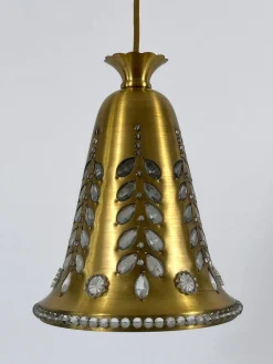 Mid-Century Hängelampe aus Messing & Kristallglas von Oswald Haerdtl für Lobmeyr, Österreich, 1950er