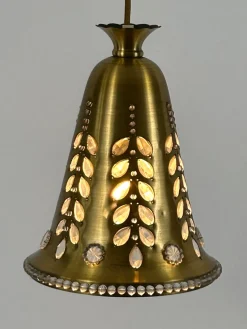 Mid-Century Hängelampe aus Messing & Kristallglas von Oswald Haerdtl für Lobmeyr, Österreich, 1950er