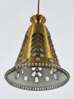 Mid-Century Hängelampe aus Messing & Kristallglas von Oswald Haerdtl für Lobmeyr, Österreich, 1950er