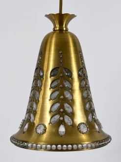 Mid-Century Hängelampe aus Messing & Kristallglas von Oswald Haerdtl für Lobmeyr, Österreich, 1950er