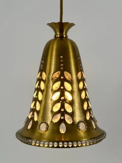 Mid-Century Hängelampe aus Messing & Kristallglas von Oswald Haerdtl für Lobmeyr, Österreich, 1950er