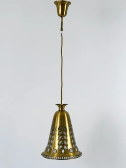 Mid-Century Hängelampe aus Messing & Kristallglas von Oswald Haerdtl für Lobmeyr, Österreich, 1950er