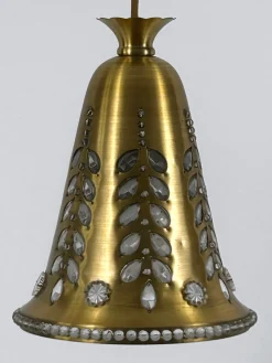 Mid-Century Hängelampe aus Messing & Kristallglas von Oswald Haerdtl für Lobmeyr, Österreich, 1950er