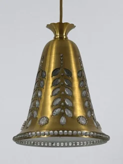 Mid-Century Hängelampe aus Messing & Kristallglas von Oswald Haerdtl für Lobmeyr, Österreich, 1950er