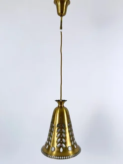 Mid-Century Hängelampe aus Messing & Kristallglas von Oswald Haerdtl für Lobmeyr, Österreich, 1950er