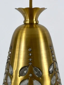 Mid-Century Hängelampe aus Messing & Kristallglas von Oswald Haerdtl für Lobmeyr, Österreich, 1950er