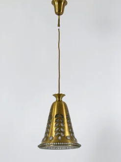 Mid-Century Hängelampe aus Messing & Kristallglas von Oswald Haerdtl für Lobmeyr, Österreich, 1950er
