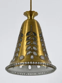 Mid-Century Hängelampe aus Messing & Kristallglas von Oswald Haerdtl für Lobmeyr, Österreich, 1950er