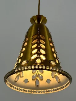 Mid-Century Hängelampe aus Messing & Kristallglas von Oswald Haerdtl für Lobmeyr, Österreich, 1950er