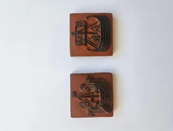 Mid-Century Keramikfliesen mit Wikingermotiven von Thyssen, Dänemark, 1960er, 2er Set