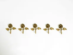 Mid-Century Kleiderhaken aus Messing in Rosen-Optik, 1950er, 5er Set