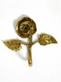 Mid-Century Kleiderhaken aus Messing in Rosen-Optik, 1950er, 5er Set