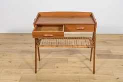 Mid-Century Konsolentisch aus Teak & Rattan von Søren Rasmussen, Dänemark, 1960er