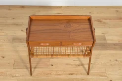 Mid-Century Konsolentisch aus Teak & Rattan von Søren Rasmussen, Dänemark, 1960er