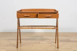 Mid-Century Konsolentisch aus Teak & Rattan von Søren Rasmussen, Dänemark, 1960er