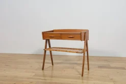Mid-Century Konsolentisch aus Teak & Rattan von Søren Rasmussen, Dänemark, 1960er