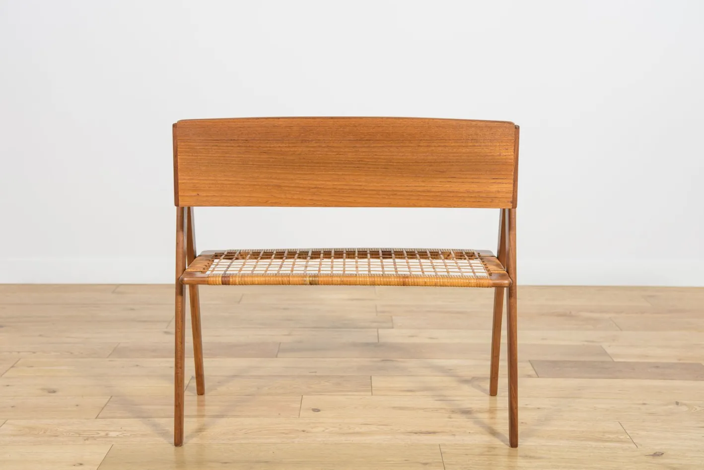 Mid-Century Konsolentisch aus Teak & Rattan von Søren Rasmussen, Dänemark, 1960er