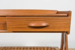 Mid-Century Konsolentisch aus Teak & Rattan von Søren Rasmussen, Dänemark, 1960er