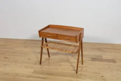 Mid-Century Konsolentisch aus Teak & Rattan von Søren Rasmussen, Dänemark, 1960er