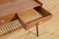 Mid-Century Konsolentisch aus Teak & Rattan von Søren Rasmussen, Dänemark, 1960er