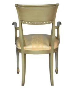 Mid-Century Louis XVI Spieltisch mit grüner Lederplatte und Sesseln, 1960er, 5 . Set