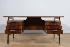 Mid-Century Modell 75 Freistehender Schreibtisch aus Teak von Omann Jun, Dänemark, 1960er