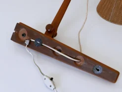 Mid-Century Moderne Swing Teak & Sisal Wandlampe, Dänemark, 1960er