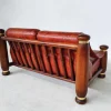 Mid-Century Modern Leder & Holz Sofa, Sessel & Tisch, Italien, 1970er, 4er Set