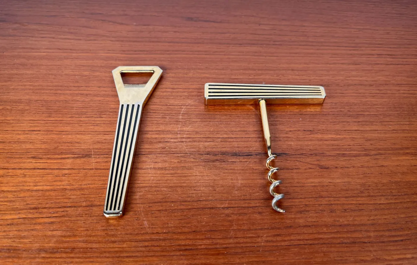 Mid-Century Modern Metall Korkenzieher & Flaschenöffner, 1960er, 2er Set