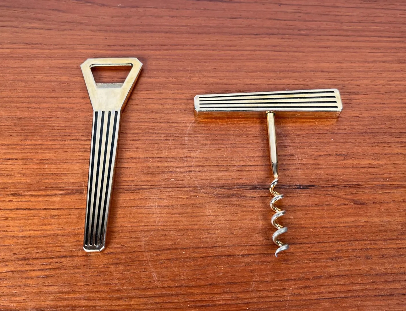 Mid-Century Modern Metall Korkenzieher & Flaschenöffner, 1960er, 2er Set