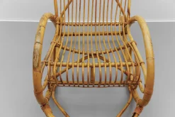Mid-Century Modern Rattan & Bambus Schaukelstuhl, 1960er