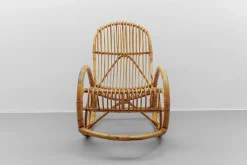 Mid-Century Modern Rattan & Bambus Schaukelstuhl, 1960er