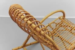 Mid-Century Modern Rattan & Bambus Schaukelstuhl, 1960er