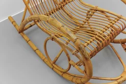 Mid-Century Modern Rattan & Bambus Schaukelstuhl, 1960er