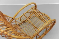 Mid-Century Modern Rattan & Bambus Schaukelstuhl, 1960er
