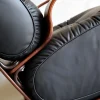 Mid-Century Modern Schaukelstuhl aus Schichtholz & Leder