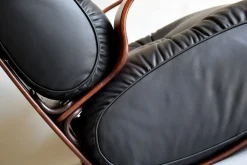 Mid-Century Modern Schaukelstuhl aus Schichtholz & Leder