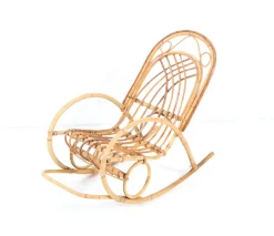 Mid-Century Modern Schaukelstuhl für Kinder aus Bambus & Rattan, 1970er