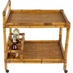 Mid-Century Modern Servierwagen aus Bambus & Rattan, Italien, 1960er