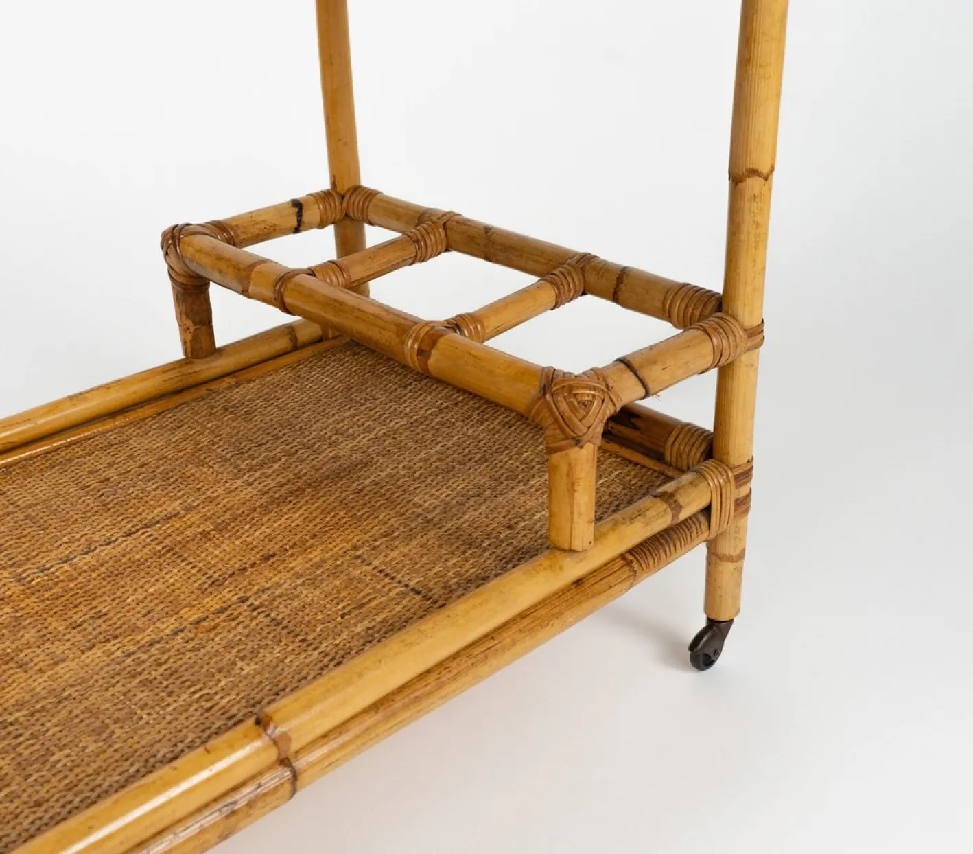 Mid-Century Modern Servierwagen aus Bambus & Rattan, Italien, 1960er