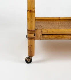 Mid-Century Modern Servierwagen aus Bambus & Rattan, Italien, 1960er