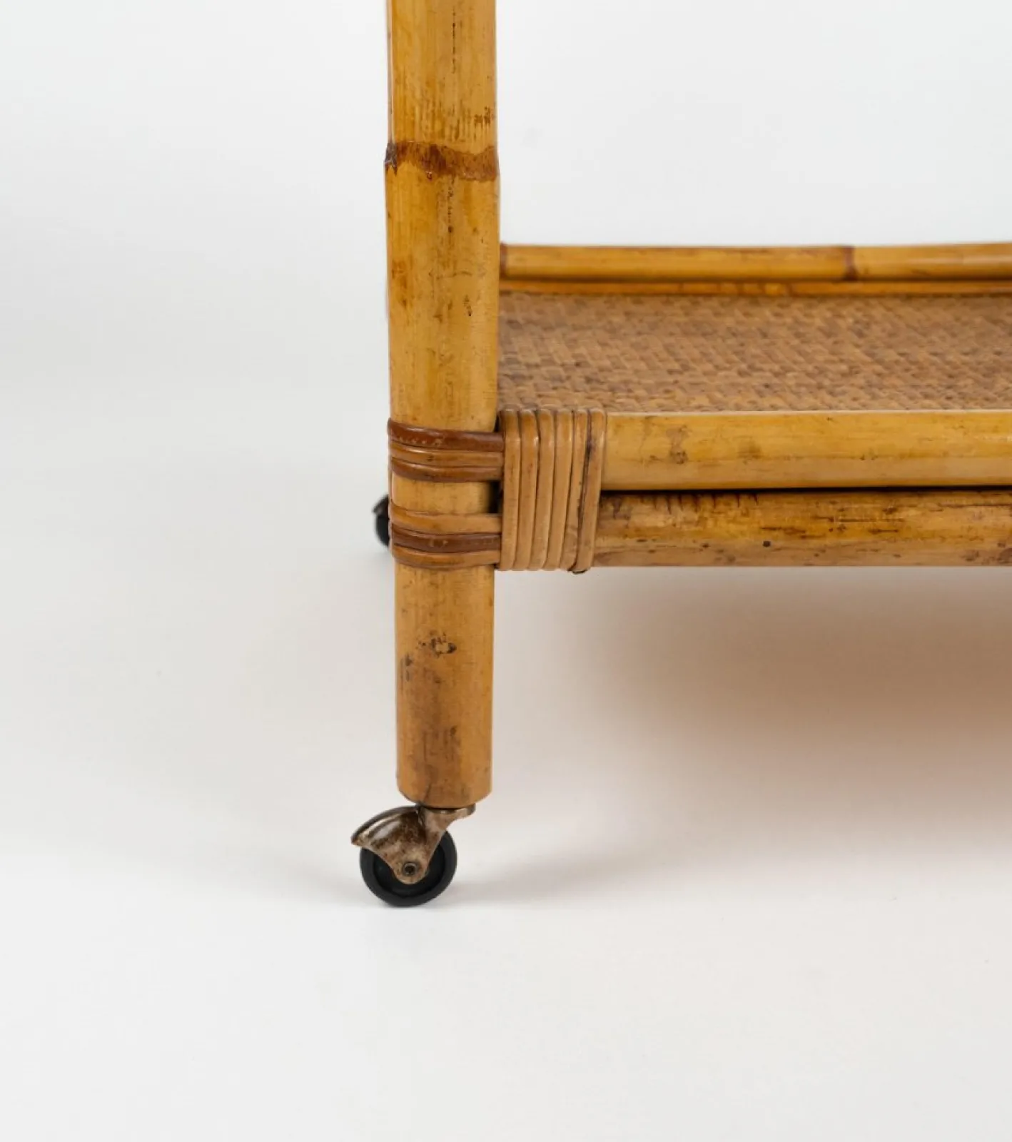 Mid-Century Modern Servierwagen aus Bambus & Rattan, Italien, 1960er