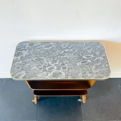 Mid-Century Modern Servierwagen mit Marmor-Effekt, 1950er