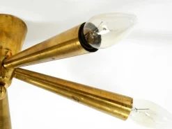 Mid-Century Modern Sputnik Messing Deckenlampe mit Fünf Armen, 1950er