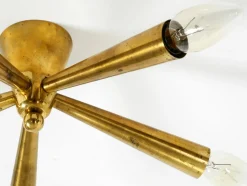 Mid-Century Modern Sputnik Messing Deckenlampe mit Fünf Armen, 1950er
