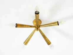 Mid-Century Modern Sputnik Messing Deckenlampe mit Fünf Armen, 1950er