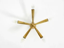Mid-Century Modern Sputnik Messing Deckenlampe mit Fünf Armen, 1950er