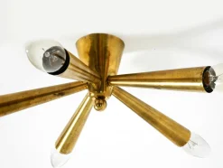 Mid-Century Modern Sputnik Messing Deckenlampe mit Fünf Armen, 1950er