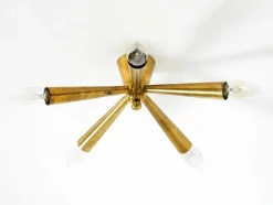 Mid-Century Modern Sputnik Messing Deckenlampe mit Fünf Armen, 1950er